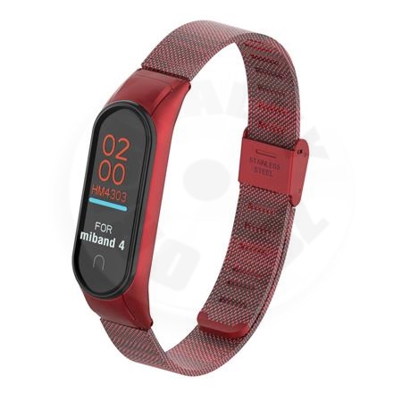 Deveroux Ocelový milánský řemínek pro Mi Band 5/6 - červená