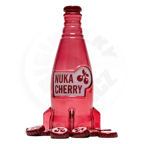 Fallout Nuka-Cola Cherry skleněná červená láhev a uzávěry