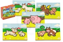 Teddies Puzzle Moje první zvířátka dřevěné 18 dílků pro nejmenší v krabičce 13x11,5x4,5cm