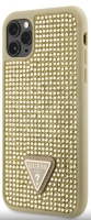 Guess Rhinestones Triangle Metal Logo Kryt pro iPhone 11 Pro Max (XS Max) Gold