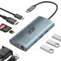 Acer UC906 9v1 travel adaptér (USB-C, 3xUSB-A, RJ45, SD, HDMI, VGA)