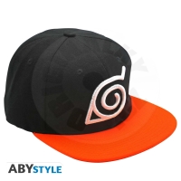 NARUTO SHIPPUDEN - Snapback Cap - Black &amp; Orange - Konoha