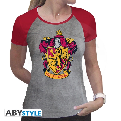 HARRY POTTER - Tshirt "Gryffindor" woman SS grey & red L_(1)