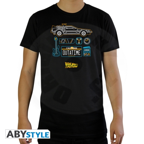 BACK TO THE FUTURE - Tshirt "DeLorean" man SS black - basic M_(1)