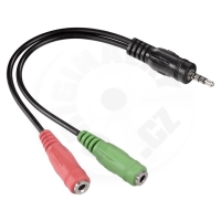 Cablexpert Redukce 2x F 3,5mm jack na 1x M 3,5mm 4pin jack (pro sluchátka do NTB) - černá