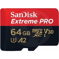Sandisk 64GB MicroSDHC Extreme Pro Class UHS-I U3 + adaptér