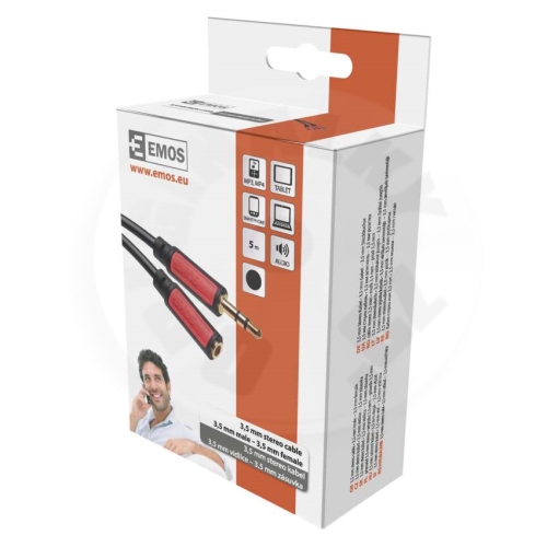 Emos Audio prodlužovací kabel m/f Jack 3,5mm stereo - 5m