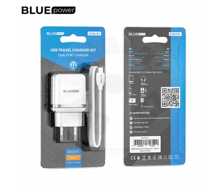 BLUE Power BBA25A -  Univerzální nabíječka s USB typ C kabelem a 2x USB - 230V