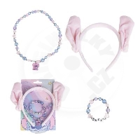 3dílná Sada Disney Stitch růžová (čelenky, náhrdelníku a náramku)