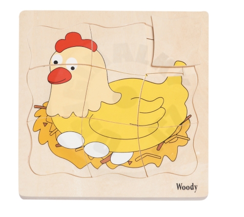 Woody Puzzle na desce ´´Vývoj slepice´´_(1)