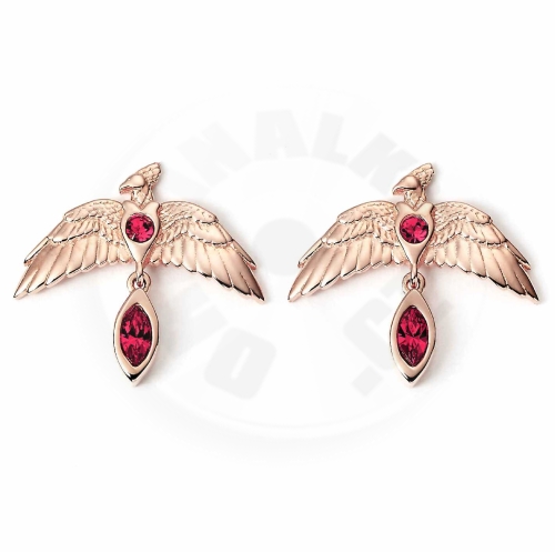 Harry Potter pozlacené náušnice Fawkes Rose Gold s krystaly_(1)
