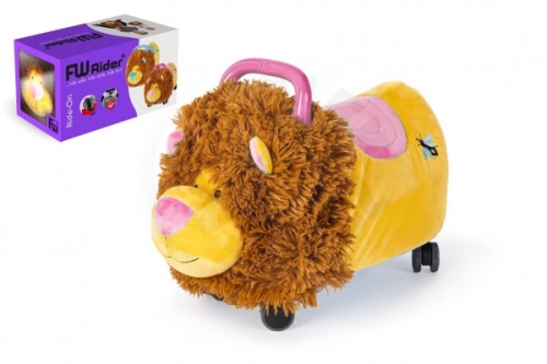 Odrážedlo FUNNY WHEELS Rider Ride-On lvíček 50cm plyšový růžová v krabici 49x30x23