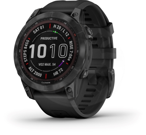 Garmin fenix® 7X Pro Sapphire Solar Edition, Carbon Gray DLC Titanium with Black Band