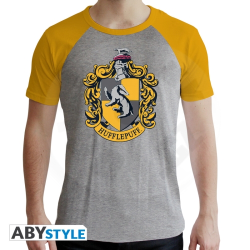 HARRY POTTER - Tshirt "Hufflepuff" man SS grey & yellow S_(1)